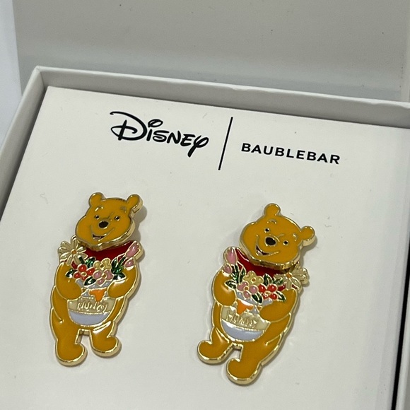 BaubleBar Gold and Red Earrings with Winnie the Pooh Charm - Picture 3 of 5